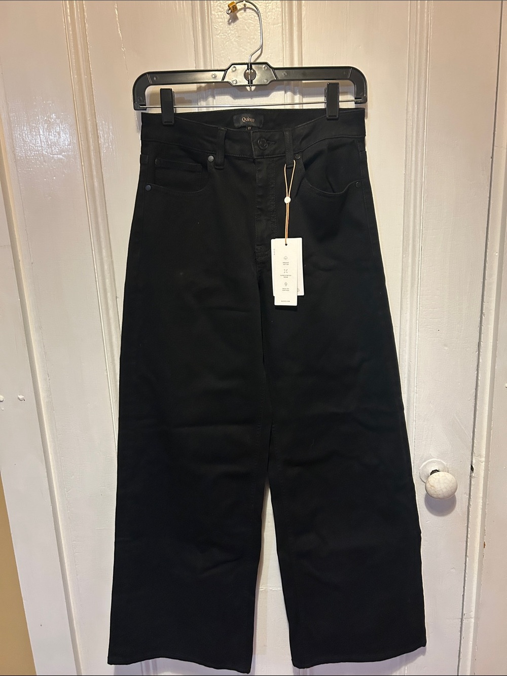 Quince Black Wide Leg Flare Jeans